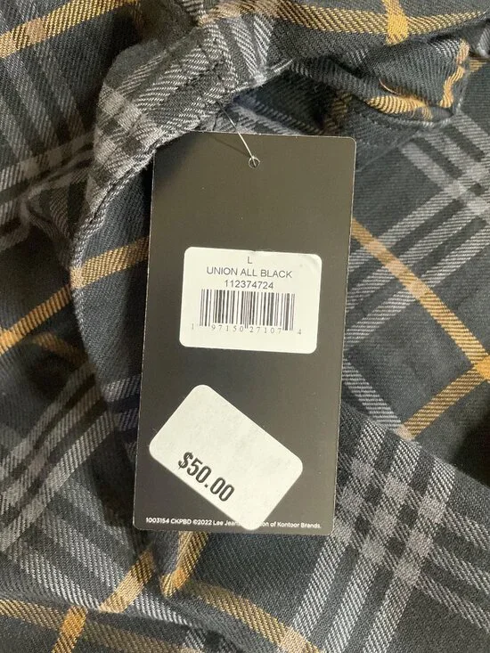 Lee Mens Long Sleeve Plaid Button-Up Shirt Gray & Brown Size Large - Picture 8 of 10